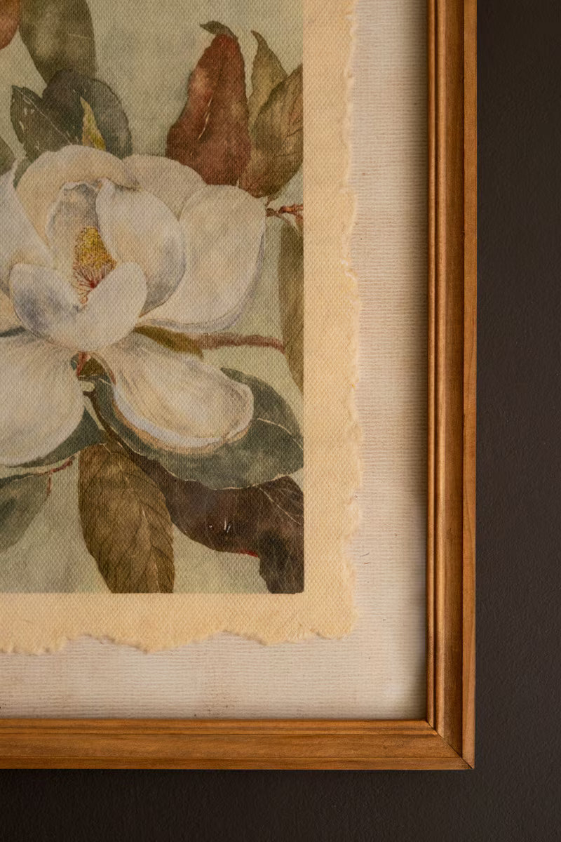 Set of 2 Framed Magnolia Prints Under Glass