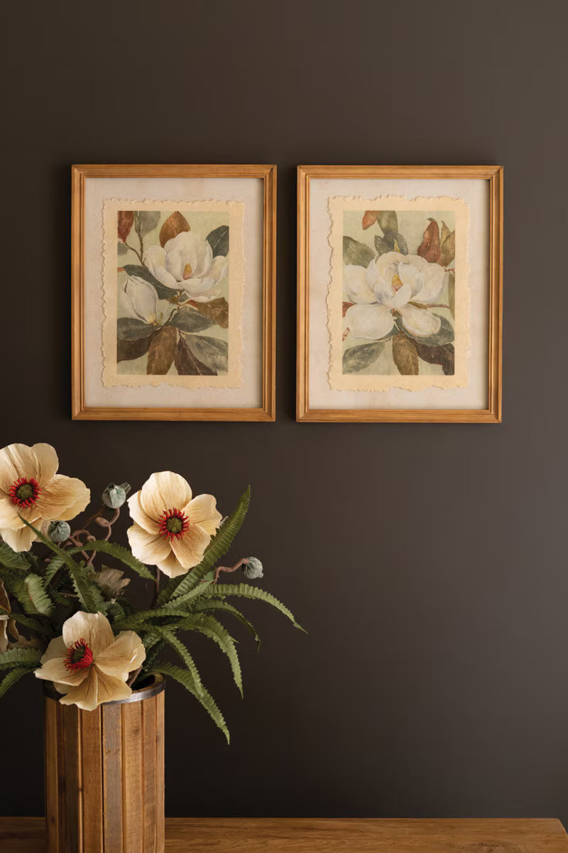 Set of 2 Framed Magnolia Prints Under Glass