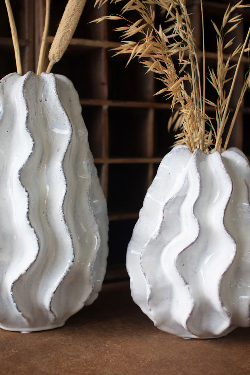 Large Ceramic Ruffle Vase