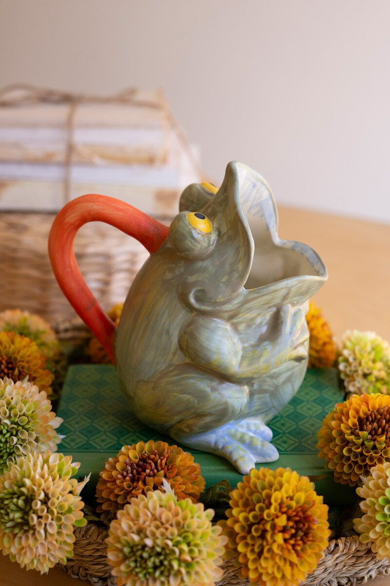 Ceramic Frog Pitcher Vase