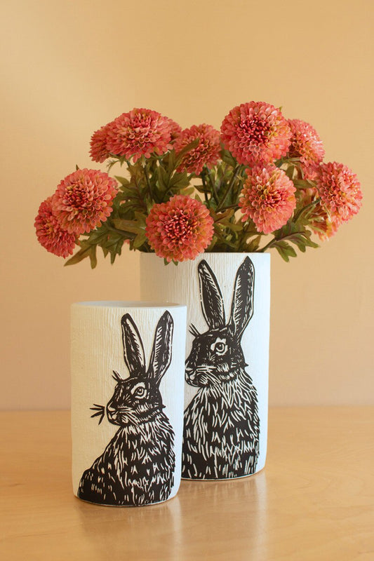 Set of 2 Cement Easter Rabbit Planters