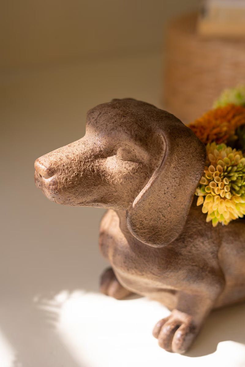 Cement Dachshund Planter