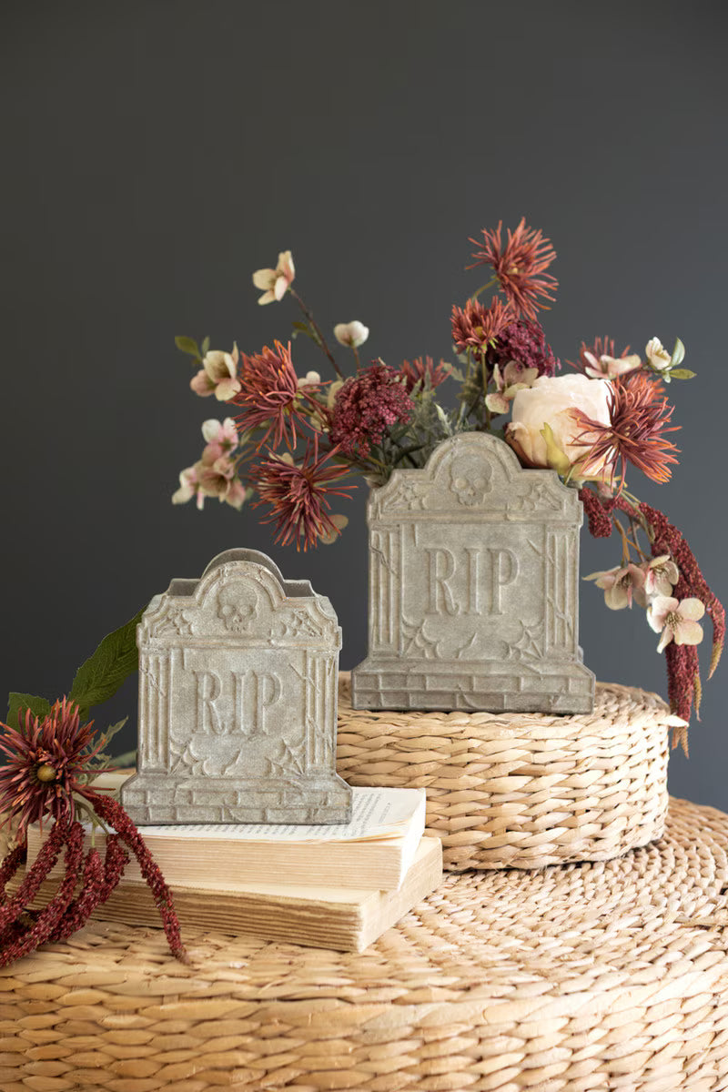 Set of 2 Halloween Cement Rip Vases