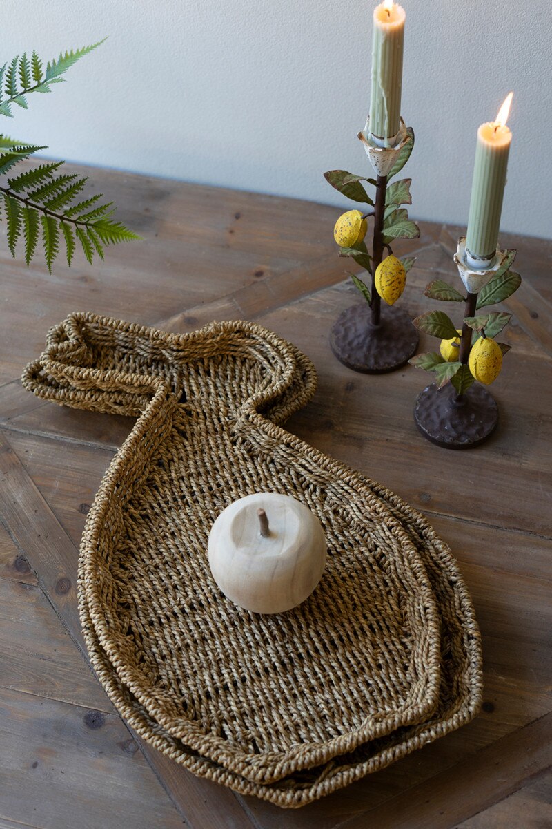 Set of 2 Woven Vine Rabbit Trays