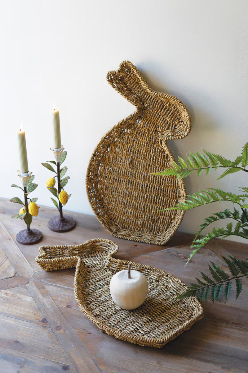 Set of 2 Woven Vine Rabbit Trays