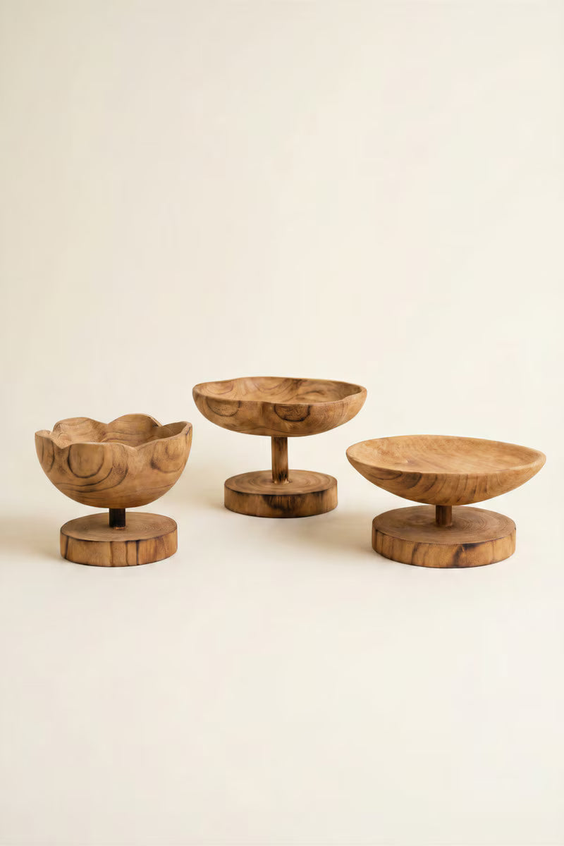 Set of 3 Wooden Compotes