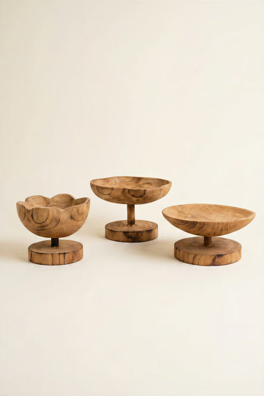 Set of 3 Wooden Compotes
