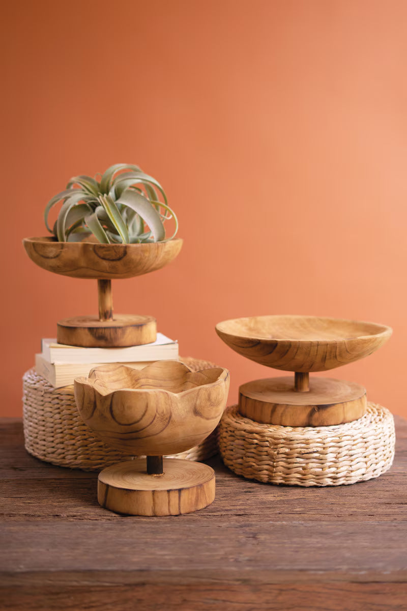 Set of 3 Wooden Compotes