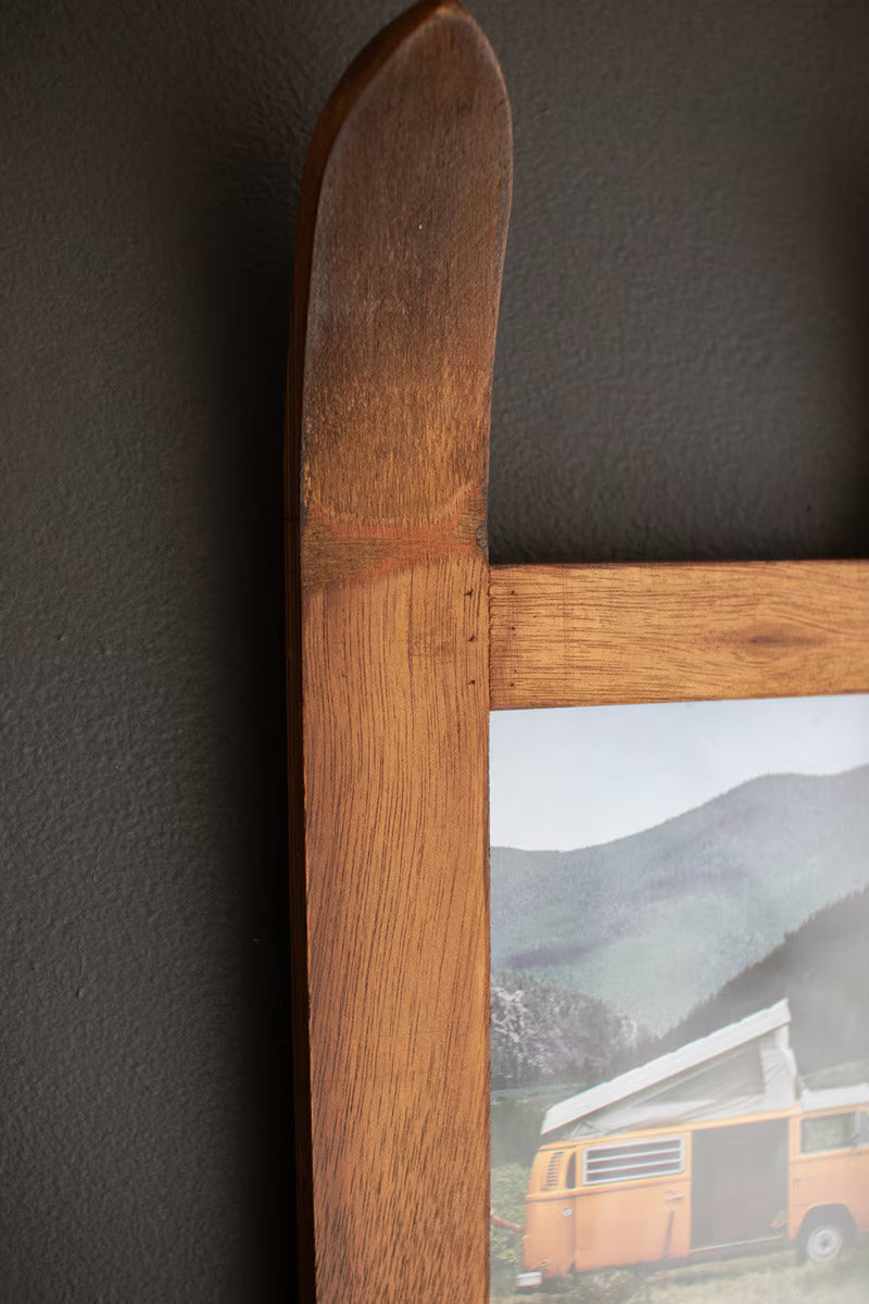 Wooden Snow Ski Double Photo Frame