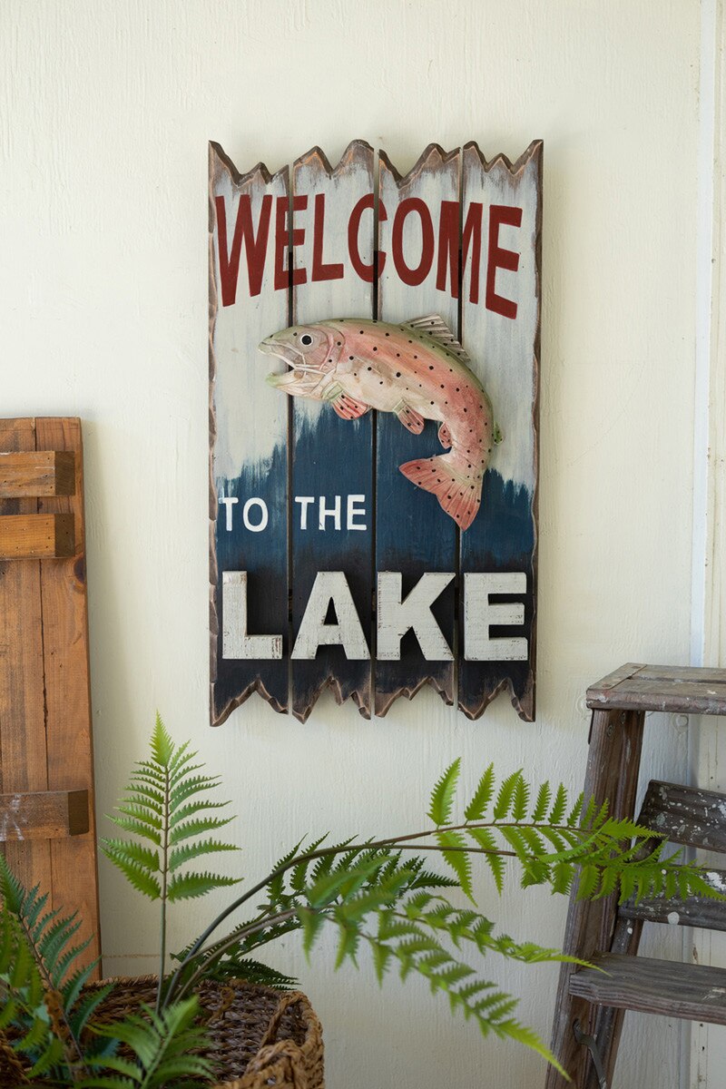 Welcome To The Lake with Trout Sign