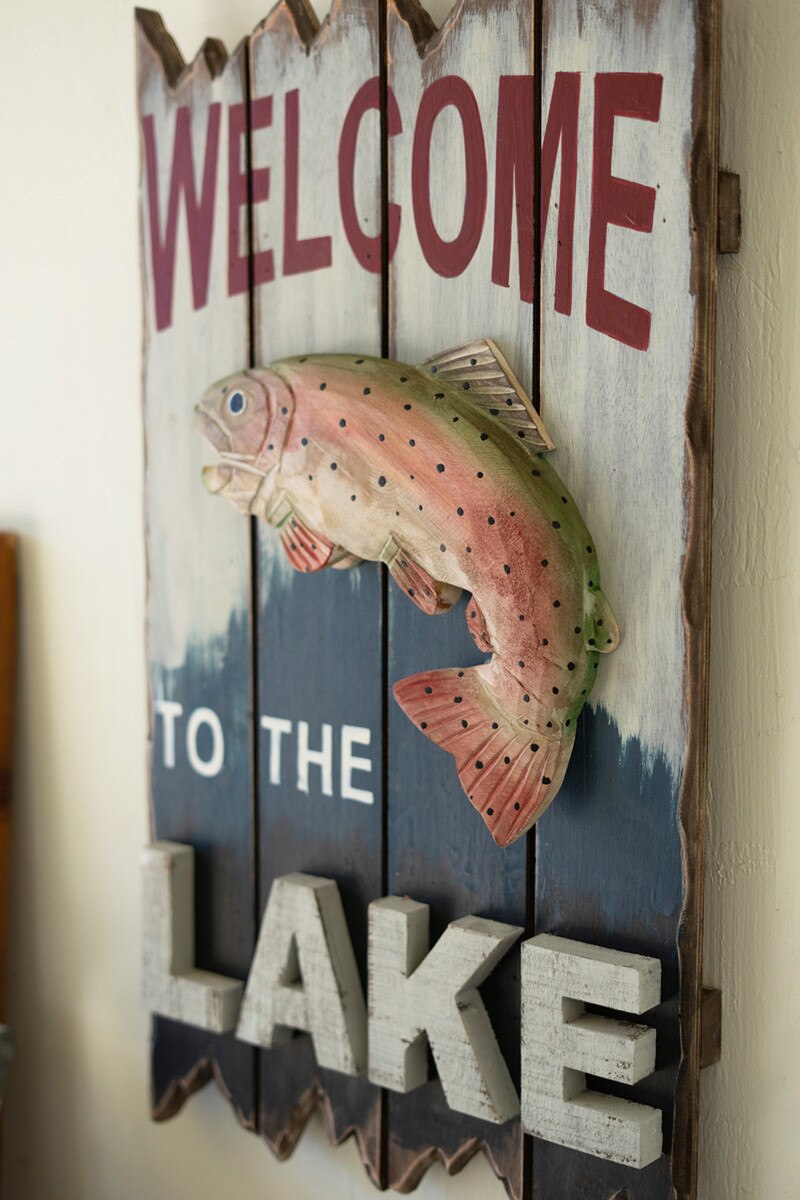 Welcome To The Lake with Trout Sign