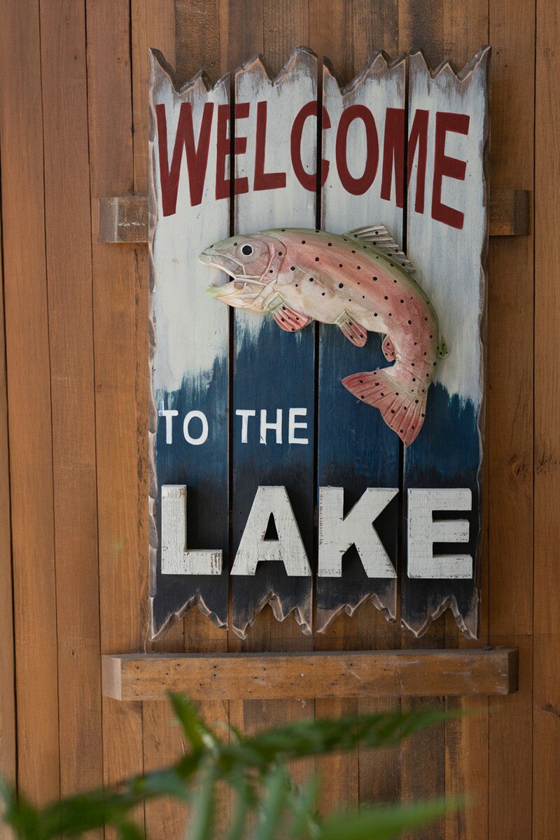 Welcome To The Lake with Trout Sign