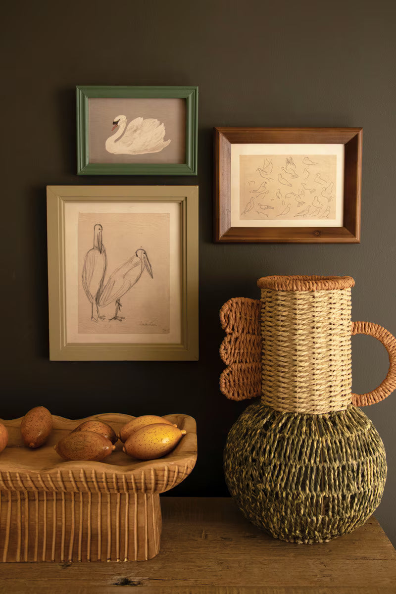 Set of 3 Framed Bird Illustrations Under Glass