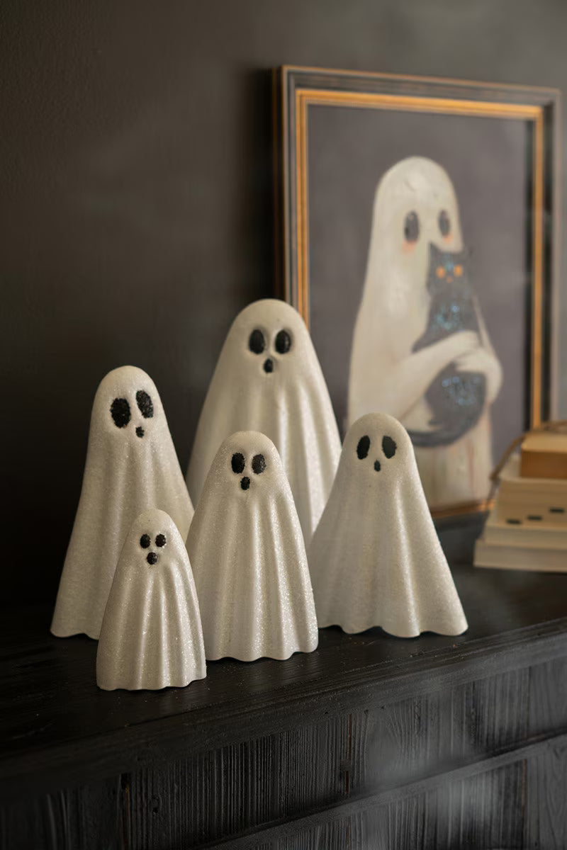 Set of 5 Metal Halloween Ghosts