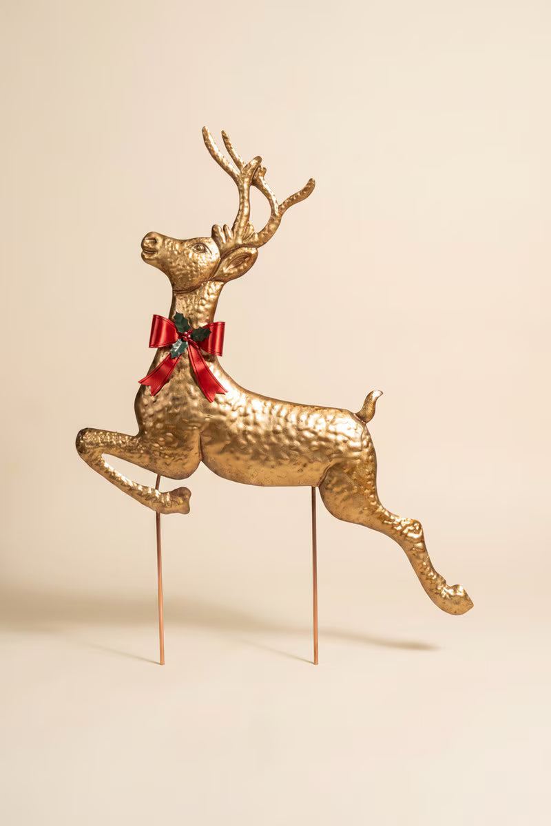 Painted Metal Reindeer Yard Stake