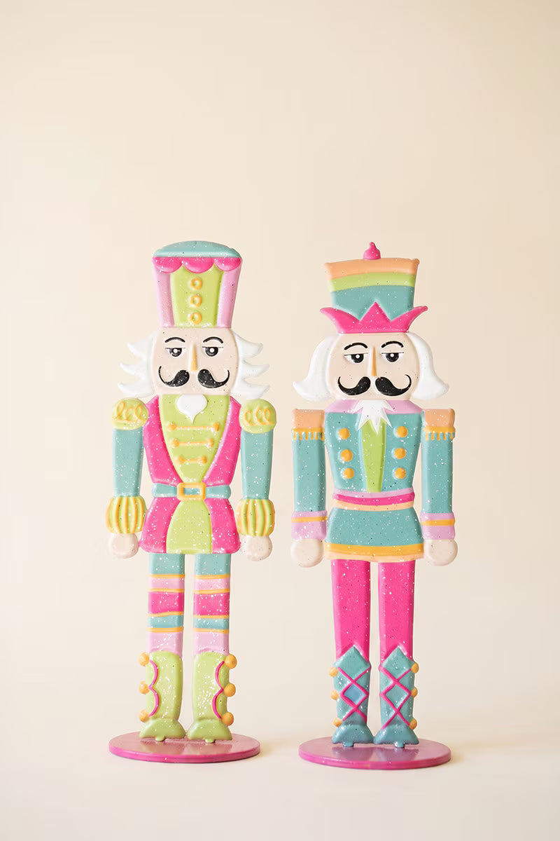 Set of 2 Painted Metal Vibrant Tabletop Nutcrackers