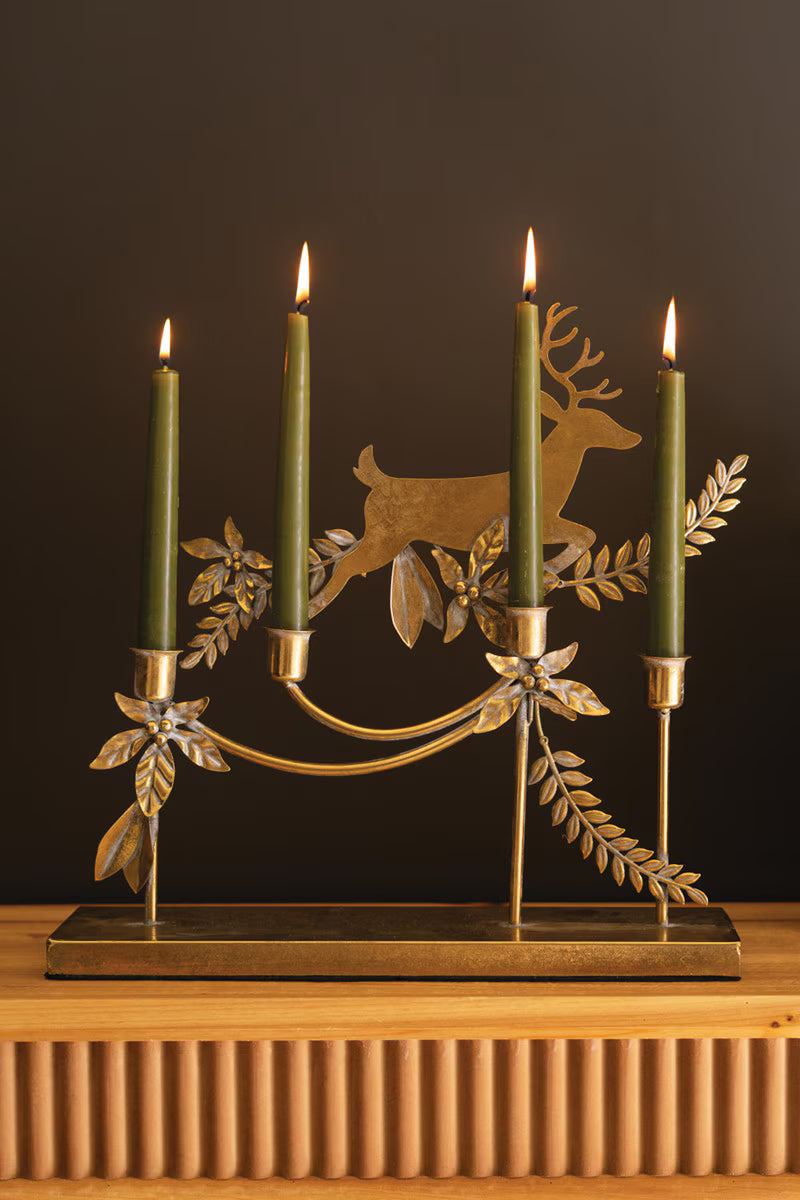 Metal Reindeer Taper Candelabra