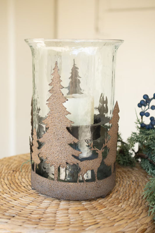 Metal Christmas Trees and Deer Cylinder Wrap