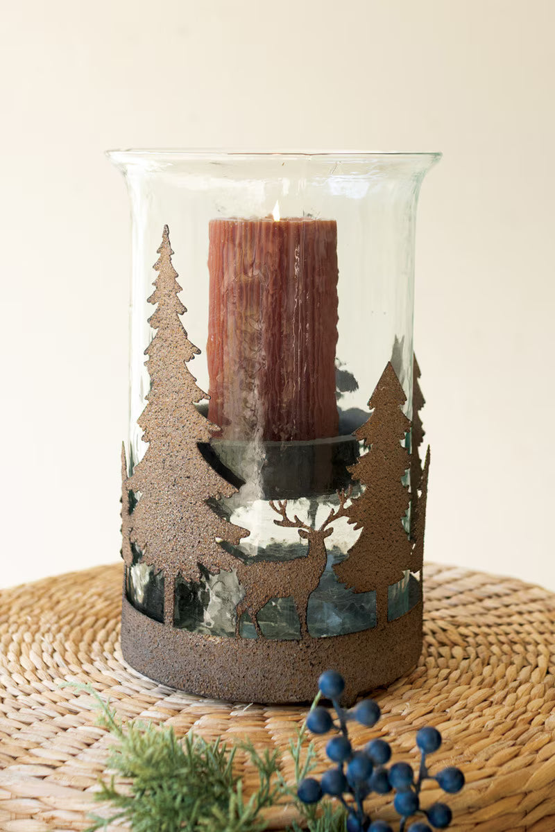 Metal Christmas Trees and Deer Cylinder Wrap