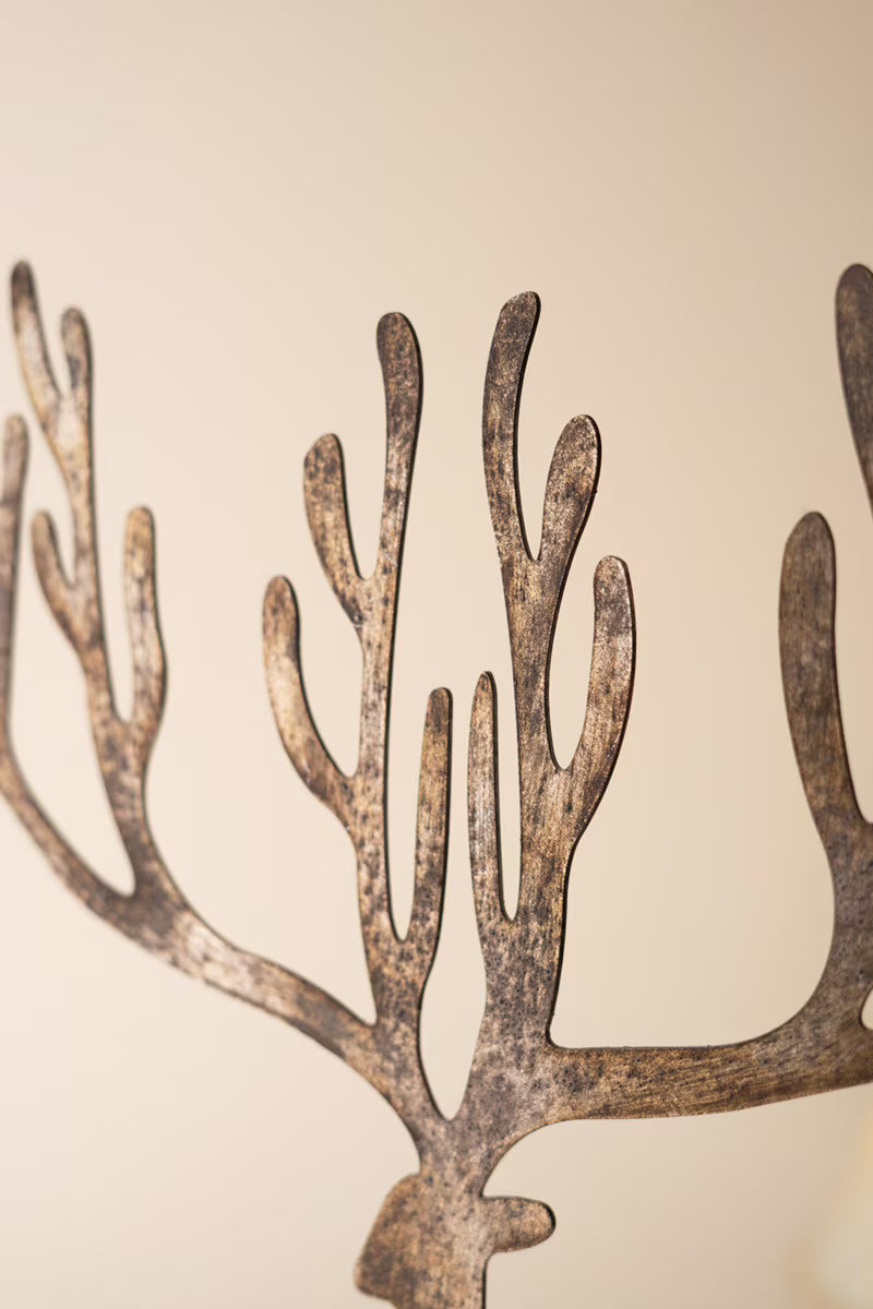Set of 2 Rustic Metal Reindeer