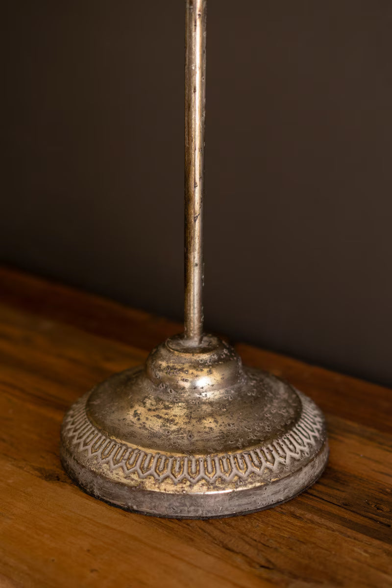 Rustic Metal Table Lamp with Flower Shade