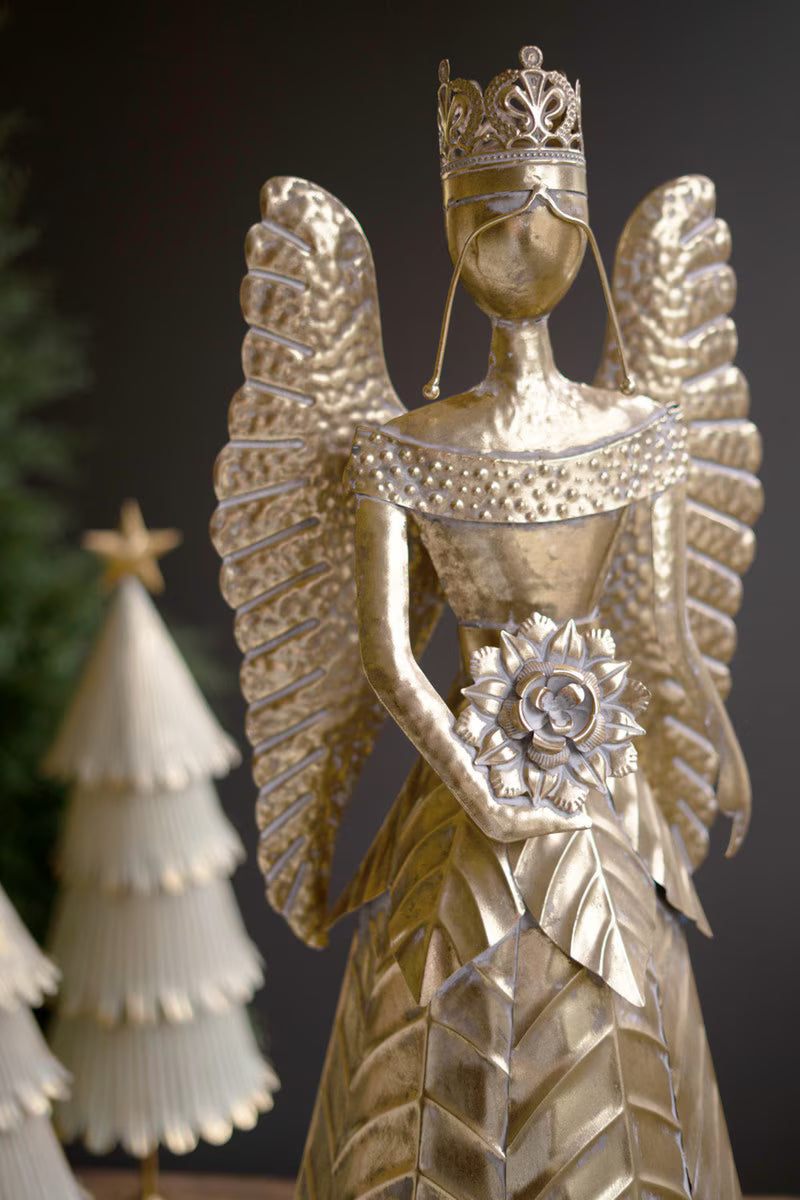 Large Antique Gold Table Top Christmas Angel