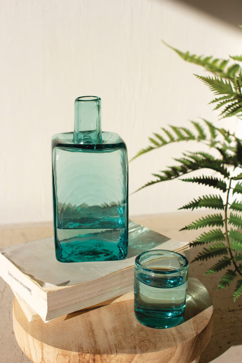 Bedside Water Carafe and Drinking Glass
