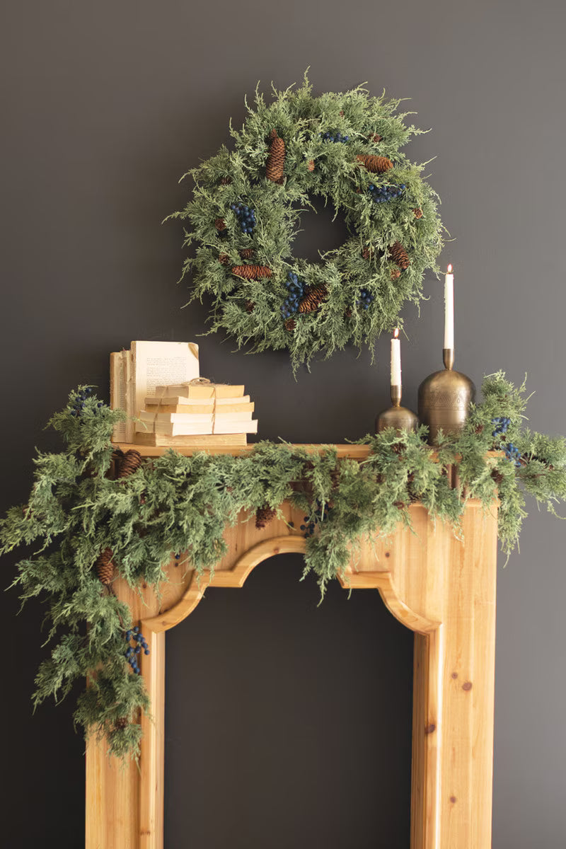 Artificial Juniper Christmas Wreath with Berries