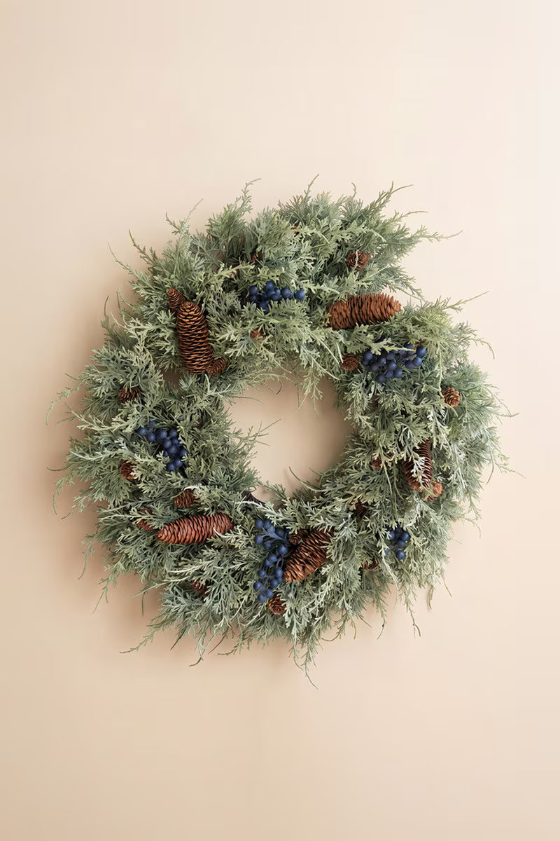Artificial Juniper Christmas Wreath with Berries