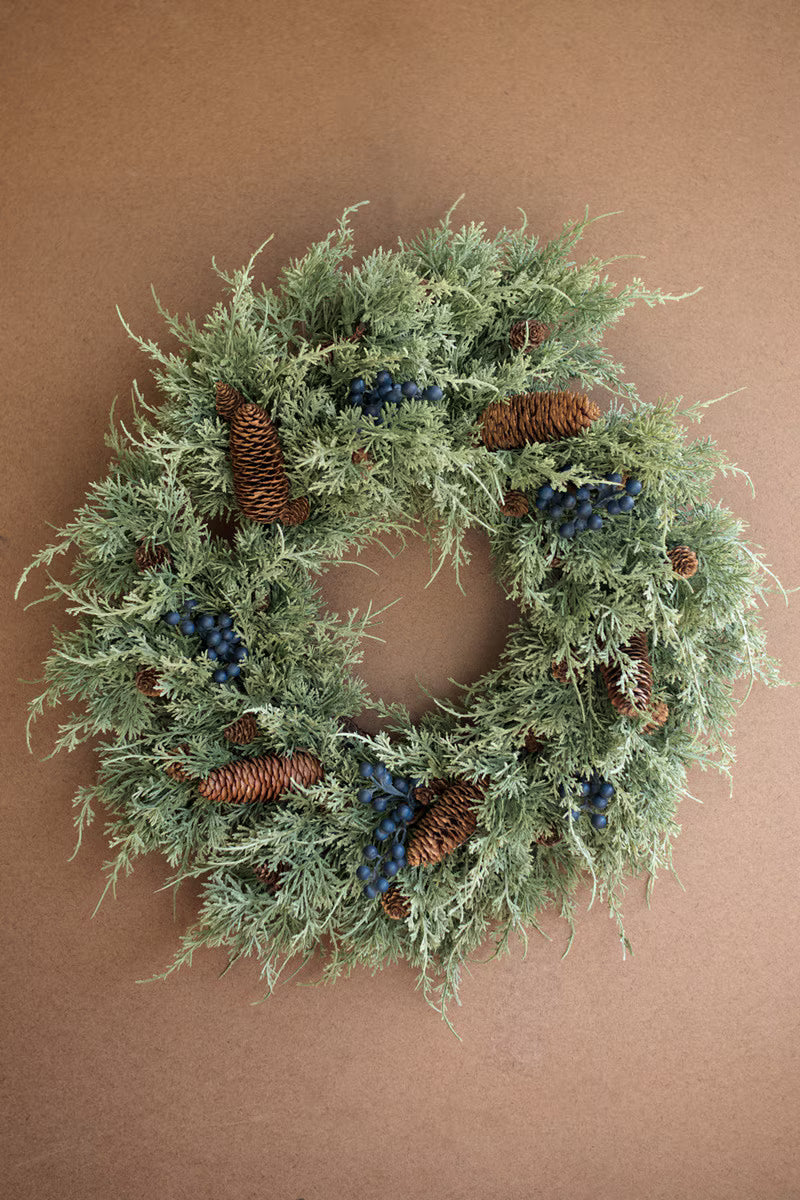 Artificial Juniper Christmas Wreath with Berries
