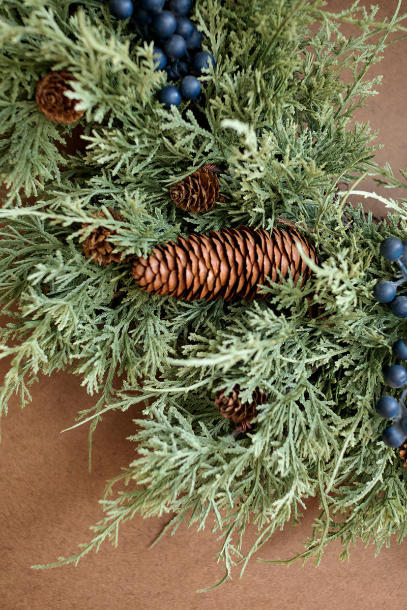 Artificial Juniper Christmas Wreath with Berries