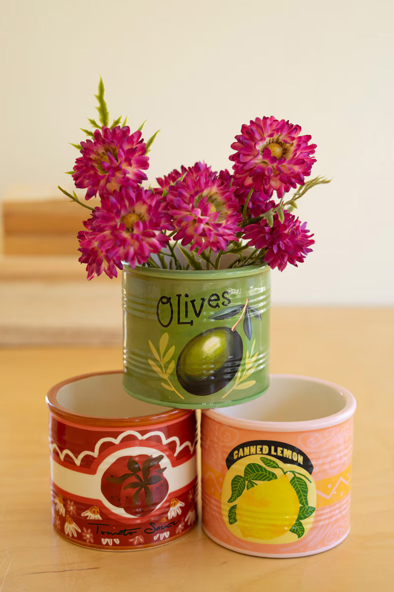 Set of 3 Ceramic Canned Goods Planters