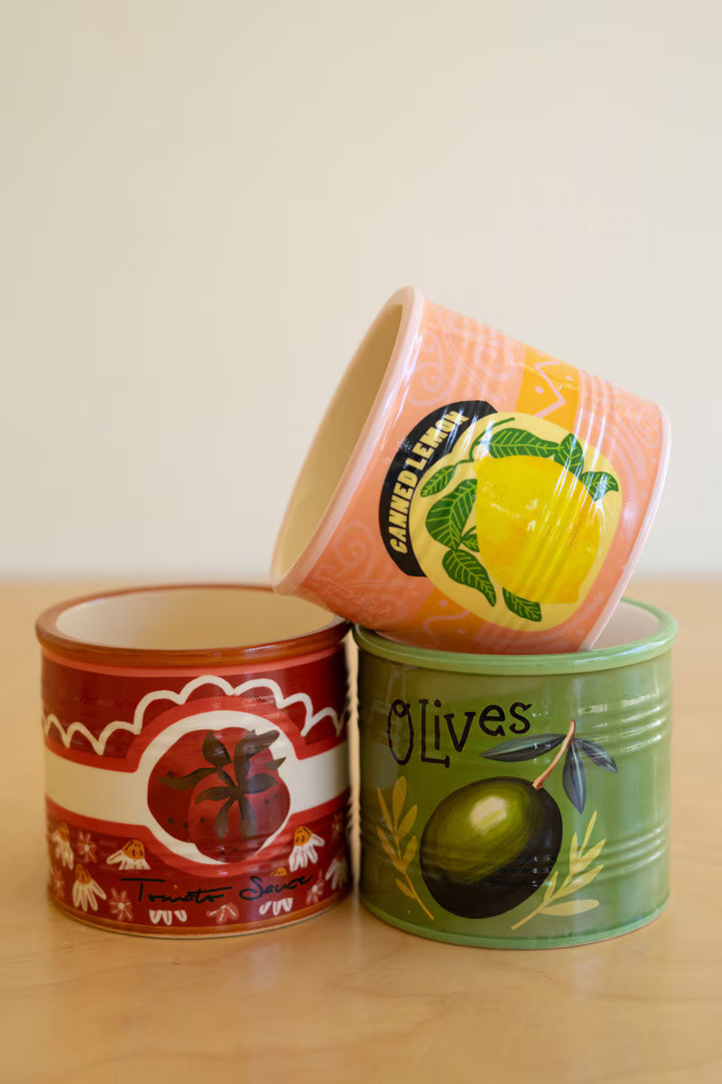 Set of 3 Ceramic Canned Goods Planters