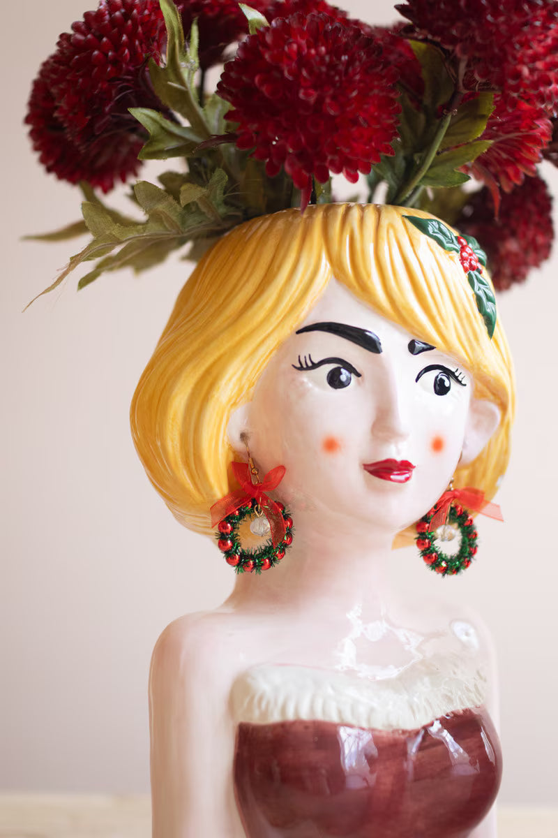 Set of 2 Ceramic Tacky Christmas Women Vases