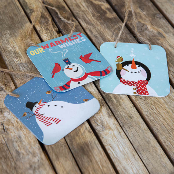 Set Of Three Snowmen Hanging Tags