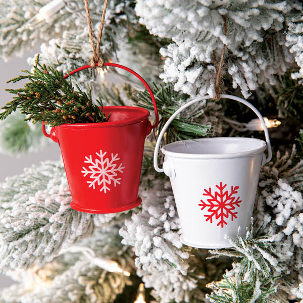 Red and White Bucket Ornaments