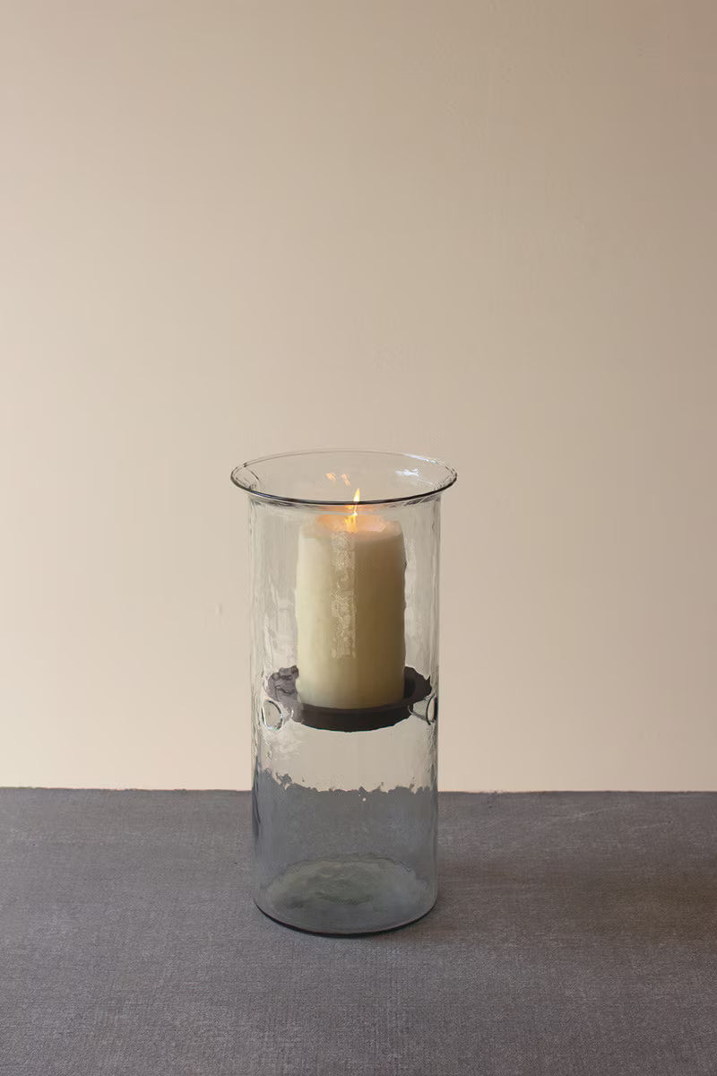 Large Mini Glass Candle Cylinders with Rustic Insert