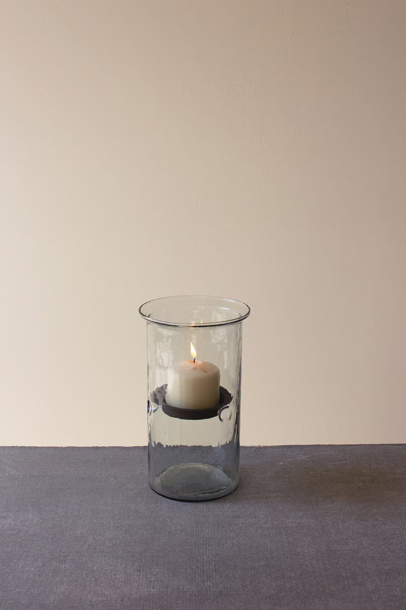 Medium Mini Glass Candle Cylinders with Rustic Insert