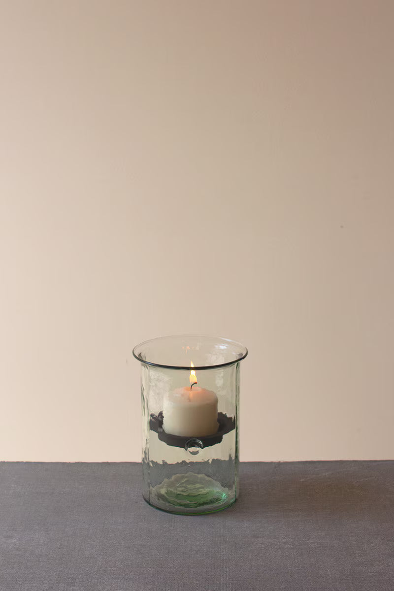 Small Mini Glass Candle Cylinders with Rustic Insert