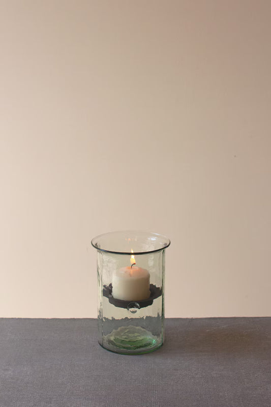Small Mini Glass Candle Cylinders with Rustic Insert