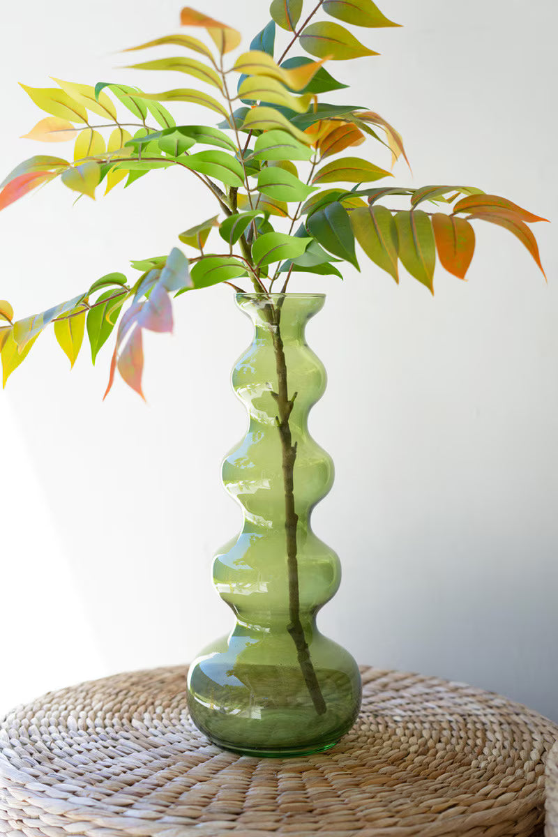 Green Small Glass Bubble Vase