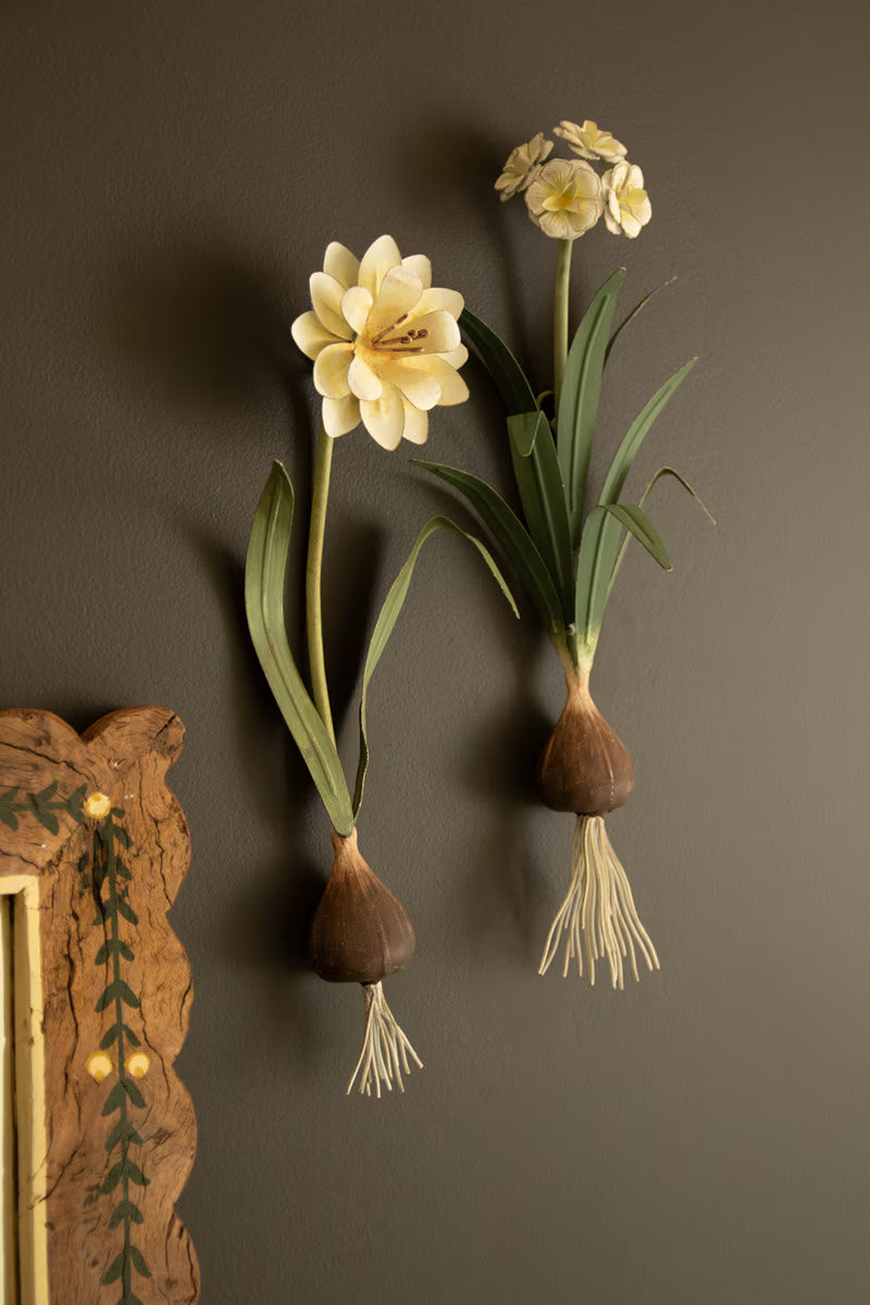 Set of 2 Painted Metal Flower Wall Sconces