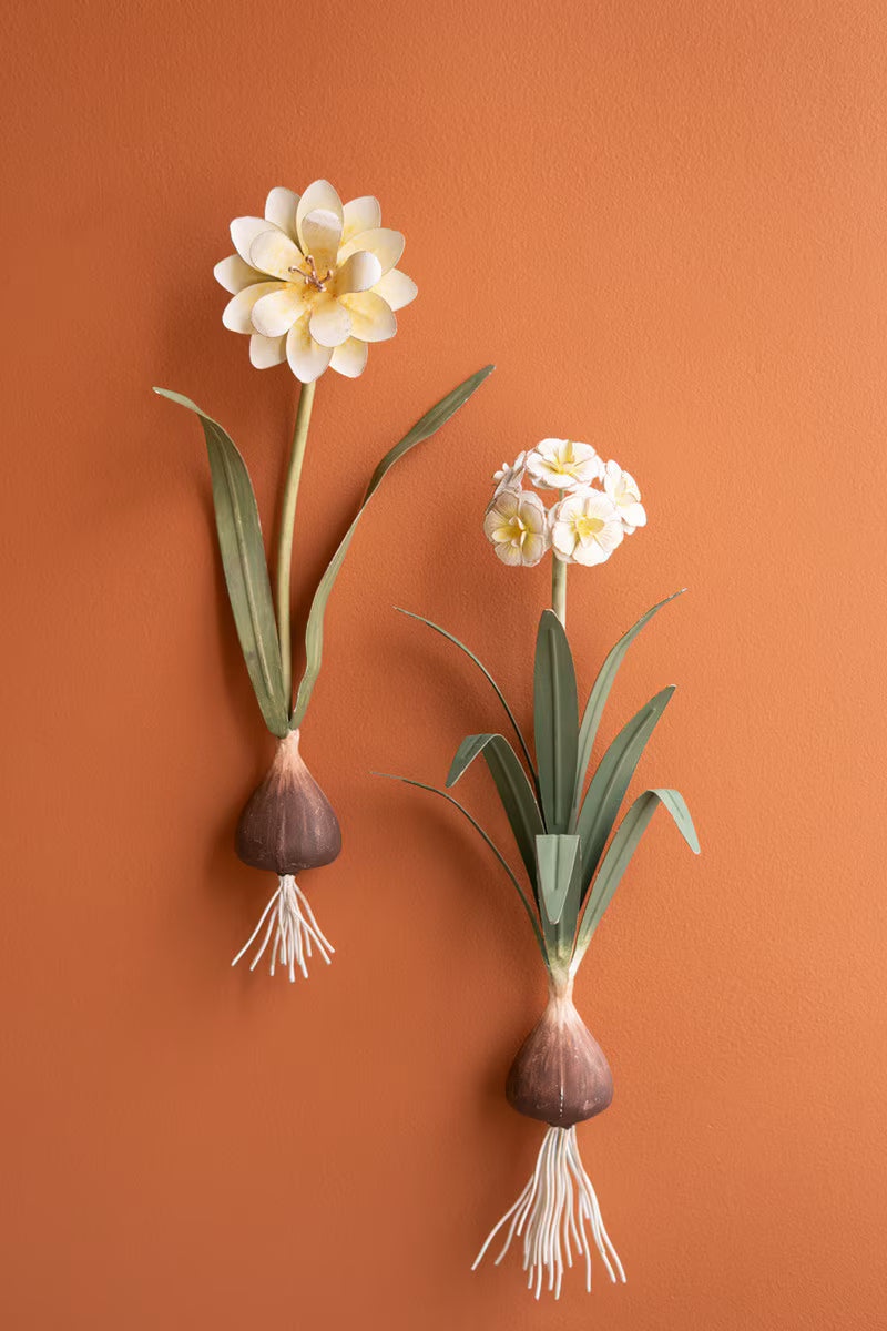 Set of 2 Painted Metal Flower Wall Sconces