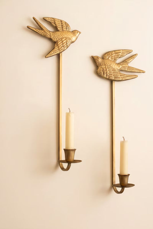 Antique Gold Sparrow Candle Wall Sconces
