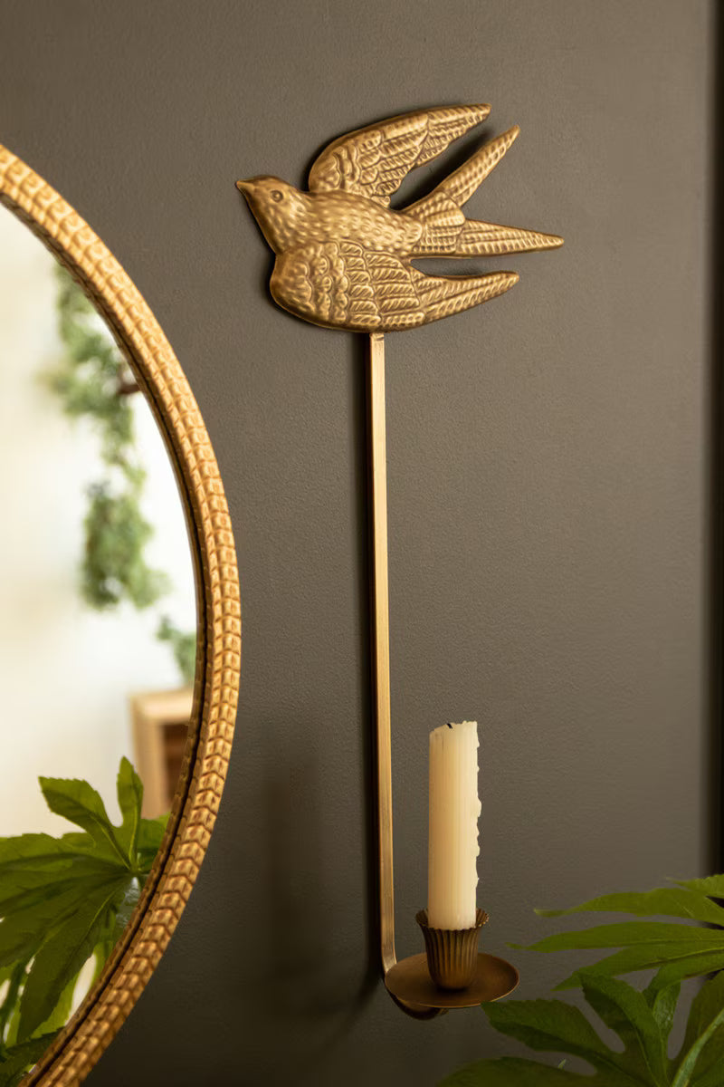 Antique Gold Sparrow Candle Wall Sconces