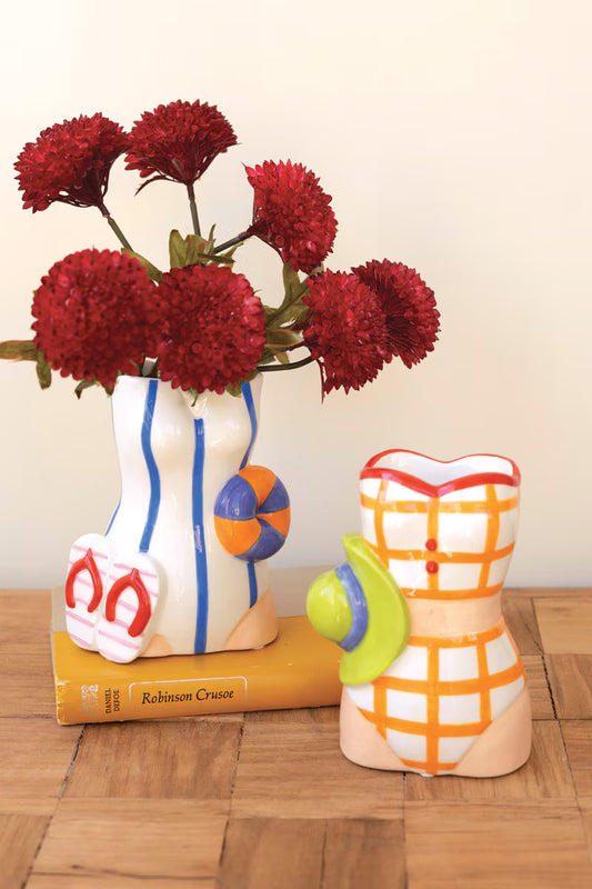 Set of 2 Ceramic Swimsuit Vases