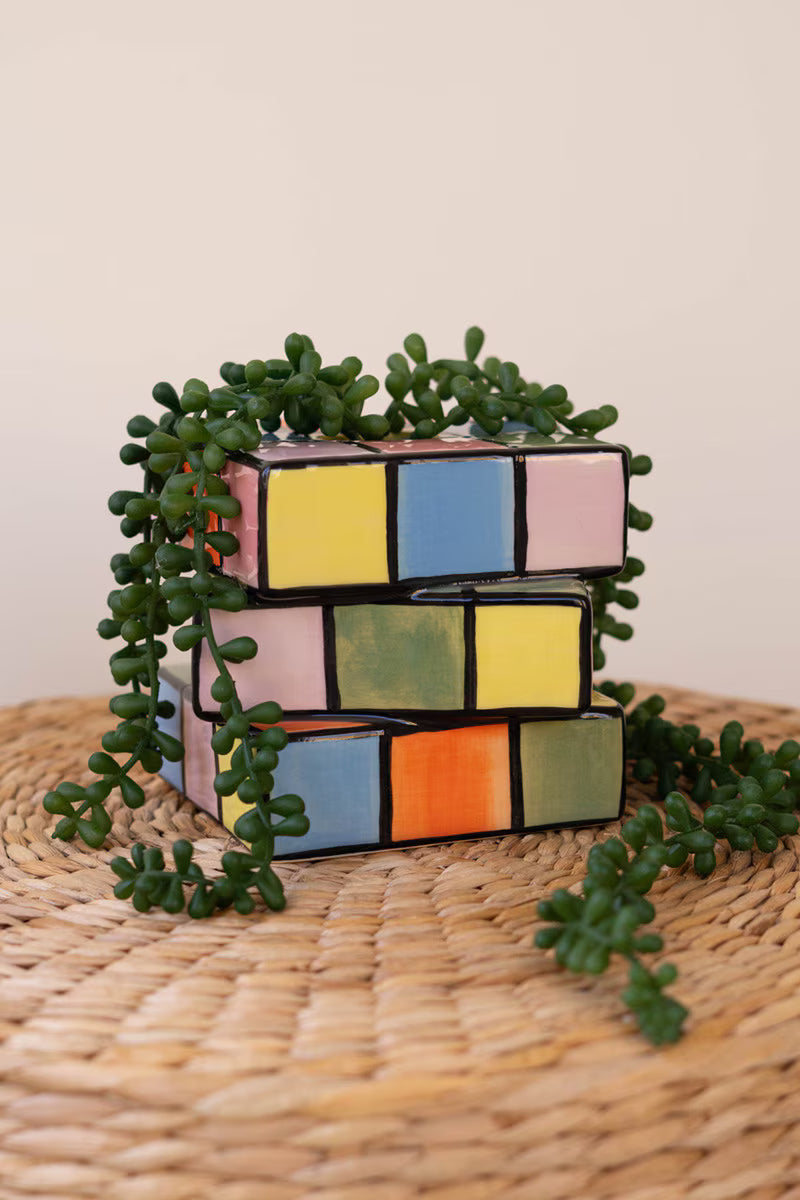 Ceramic Game Cube Bud Vase