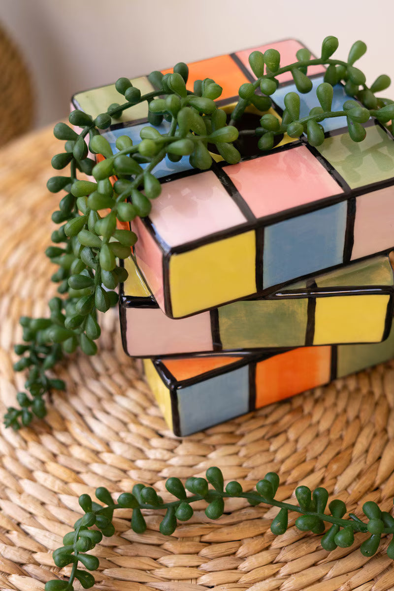 Ceramic Game Cube Bud Vase