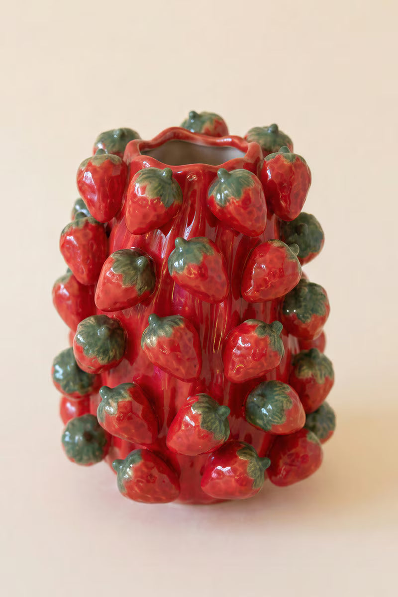 Ceramic Strawberries Vase