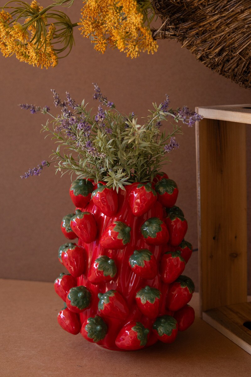 Ceramic Strawberries Vase